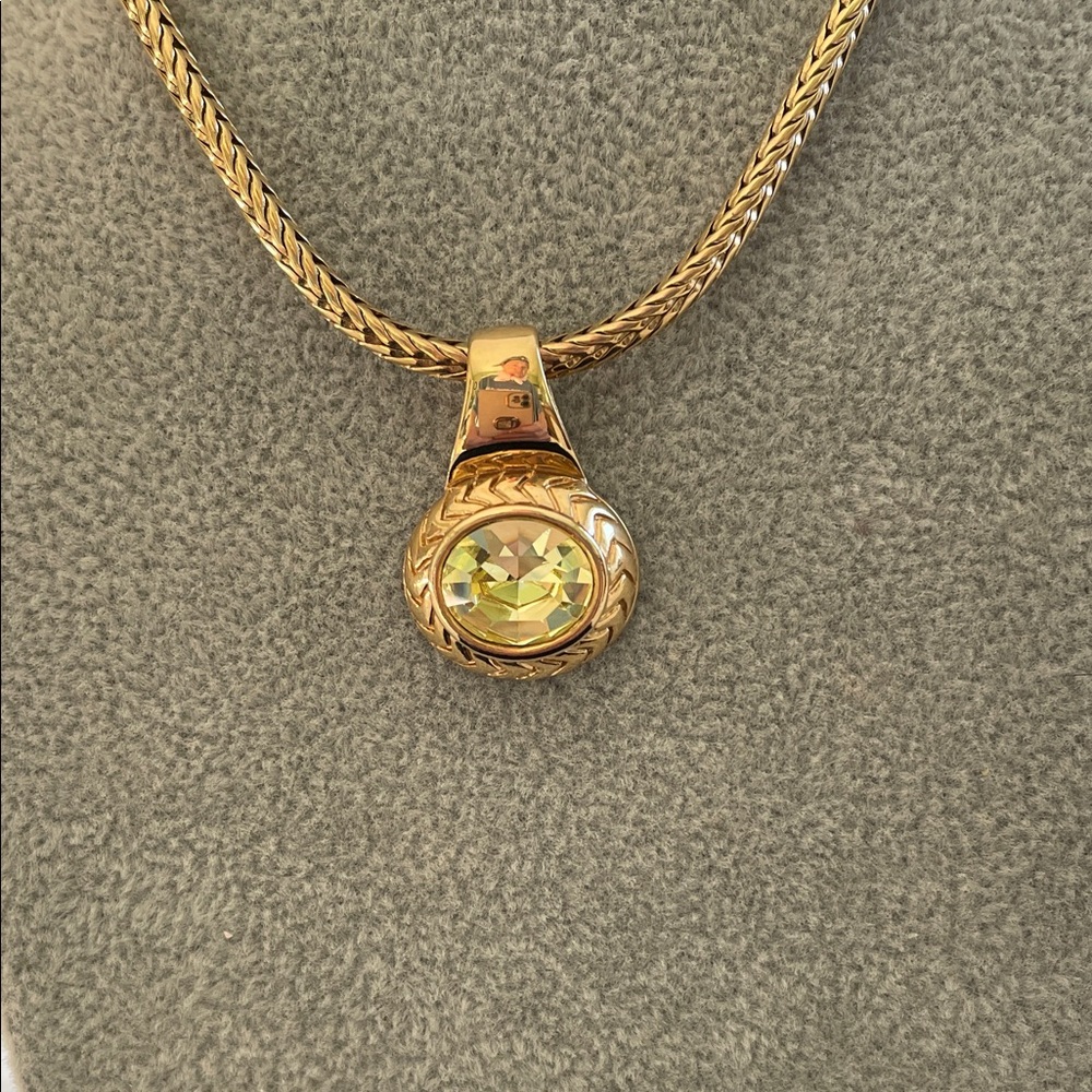 Stylish Gold Necklace with Peridot Gemstone 10” at drop with 3” extender - Picture 3 of 9